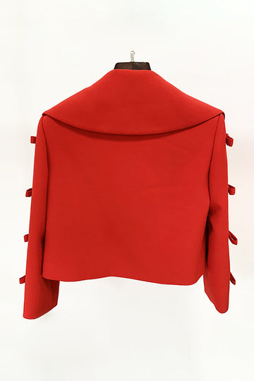 Blazer de fiesta para mujer con solapa de pico rojo